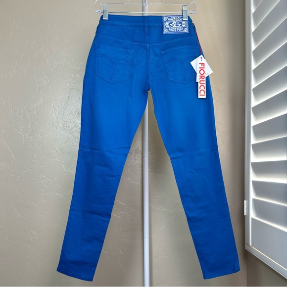 NOS: Deadstock Fiorucci Women's Vibrant Blue Ultra Low Waist Pants Size 28 - Picture 3 of 9